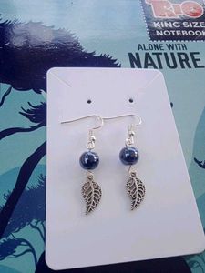 Silver Oxidised Leaf Charm Earrings