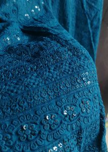 TealBlue Embroidered Kurta by aacho