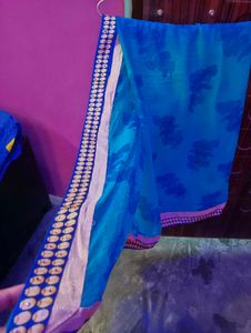 Blue Floral Saree Daily Wear