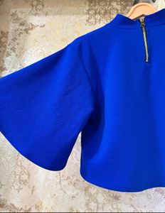 Elegant Blue Crop Top, Bust-32/30
