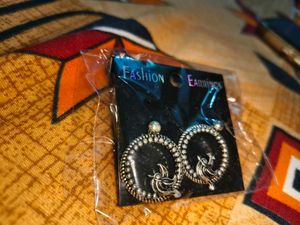 Silver Bird Hoop Oxidised Earrings