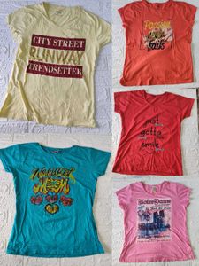 Set of 5 Graphic Print T-Shirts