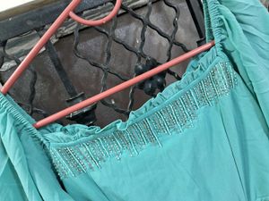 AND TEAL A-LINE DRESS