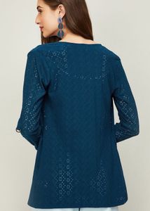 Blue Embroidered Shrug