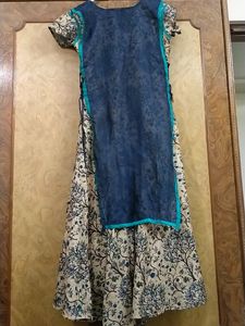 Anarkali Kurti Adjustable From Sides Colour Navy Blue With Mirror Work In Front