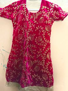 💗💛rani pink and yellow Embroidered lehnga choli