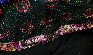 Black Saree with Floral Embroidery