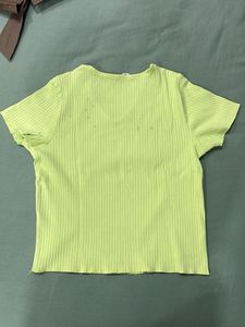 Green Ribbed V-Neck Top