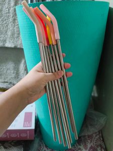 Stainless Steel Straws With Tip &amp; Cleaning Brush