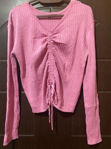 Pink Tie Detail Top