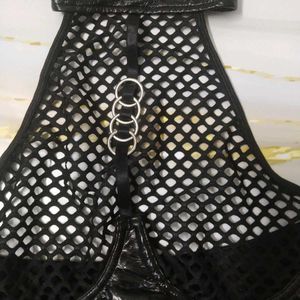 11 Black Zipper Thong