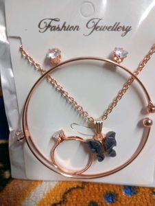 Rose Gold Butterfly Jewelry Set