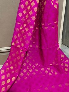 combo Rani Banarsi Fabric 2 Miter+ Cotton White