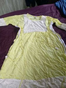 Yellow & White Embroidered Dress