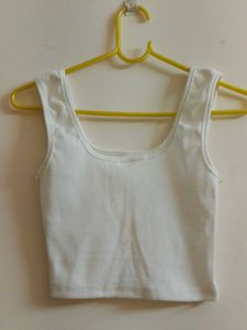 White Ribbed Tank Top