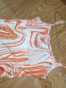 Orange Marble Print Cami Dress
