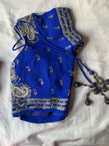 Royal Blue Stone Work Designer Saree