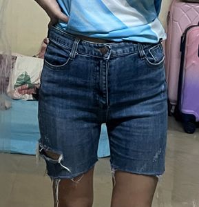 Distressed Denim Jean Shorts