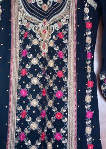 Black Heavy Work Kurta