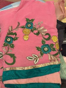 pure chiffon pink saree