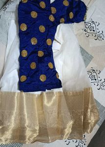 Navy blue and white lahenga