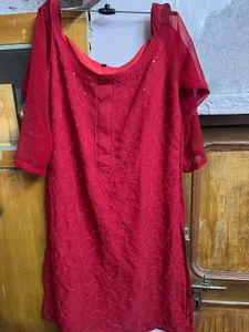 Red Unused Kurta Sharara Dupatta Set