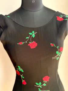 Floral Classic Black Dress