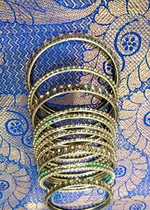 Multi Color Stone Silver Coted Bangles