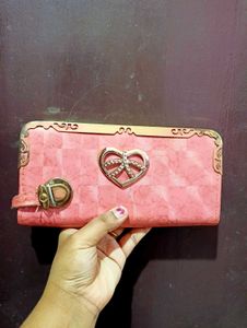 Pink Heart Embellished Wallet