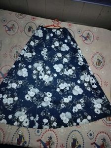 Navy Blue Floral Skirt (Elegant &amp; Stylish)