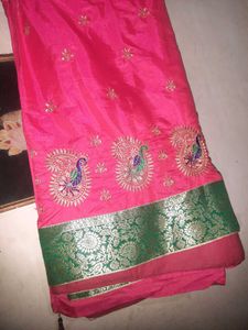 Pink Embroidered Saree