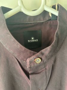 Stylish Wine Burgandy Mandarin Collar Shirt