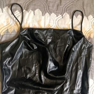 URBANIC Black Faux Leather Bodycon Dress