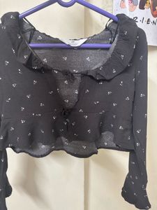 Floral Ruffle Crop Top/Jacket