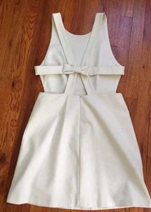 Zara Cream Back Open Bow Min  Dress