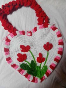 Crochet Heart Floral Bag 👜