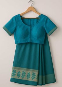 Teal Saree with Blouse