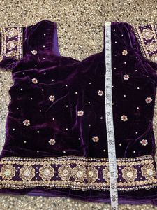 Elegant Purple Velvet Lehenga Choli Set
