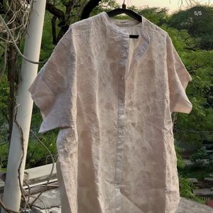 Pink Beige Patch Embroidered Dolman Blouse