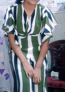 Jump Suit (Green And White Combination)