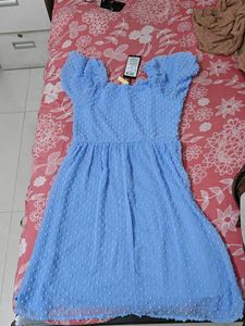 Tokyo Talkies Blue Mini Fit And Flare Dress