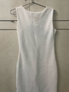 White Dress with Black Floral Detail