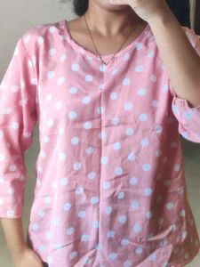 pink polka dot top for girls