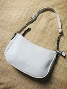 Imported White Leather Sling Bag