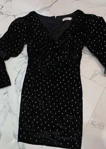 Elegant Black velvet Mini Dress