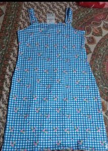 Blue Gingham Floral Slip Dress