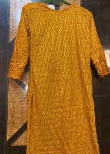 Mustard Color Party Wear Kurta With Pocket Pant