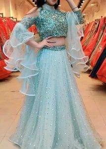 Elegant Blue Embellished Lehenga Choli