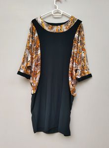 Printed Party Bodycon Dress with Balloon Sleeves