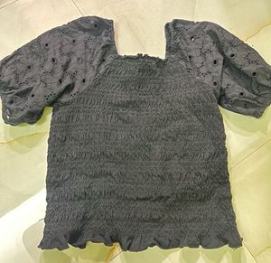 Black Puff Sleeve Top